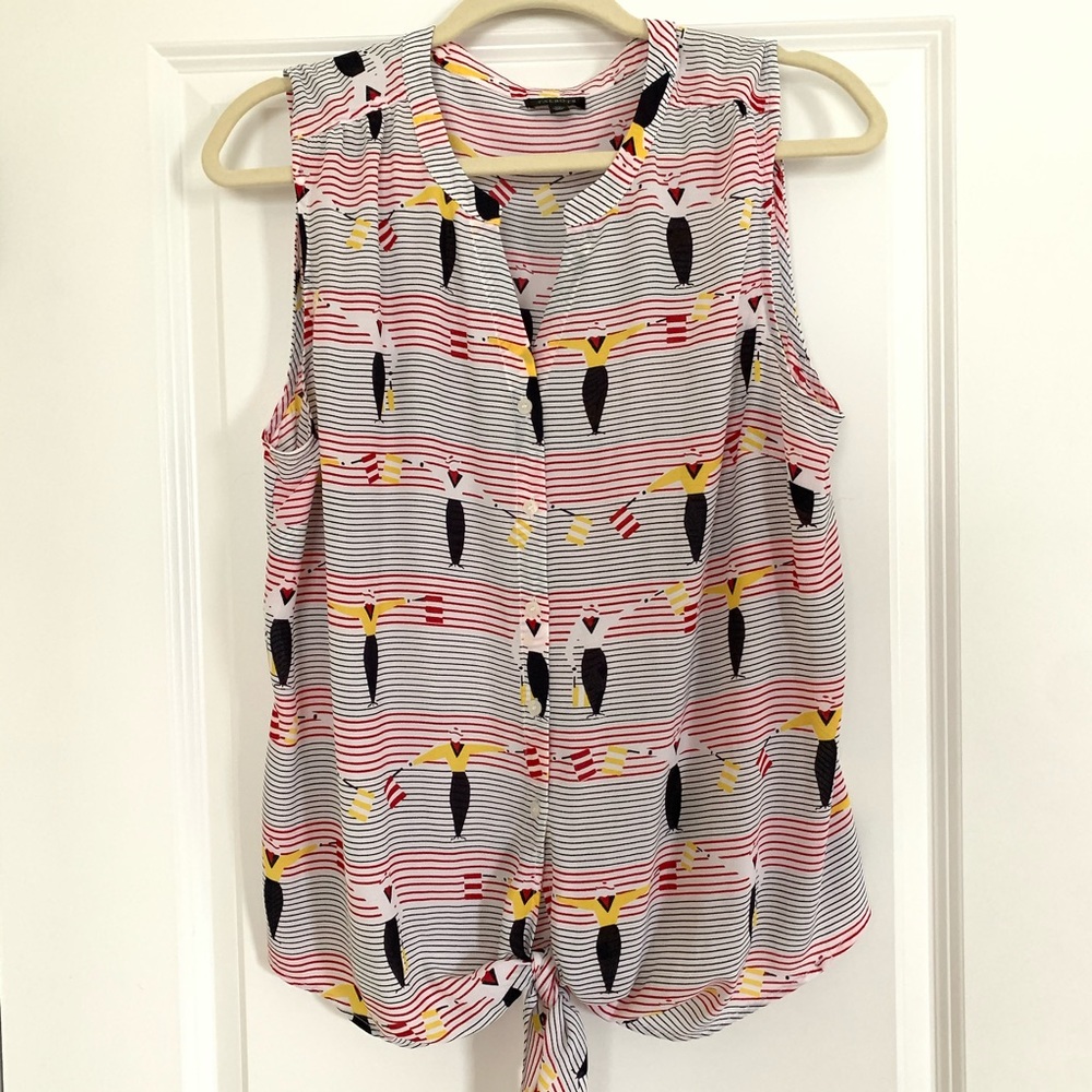 Talbots Sleeveless Tie Front Blouse Size XL